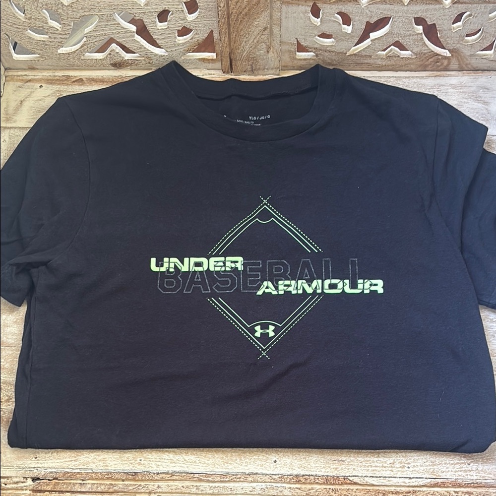 Under Armour Black Tee with Neon Green Graphic